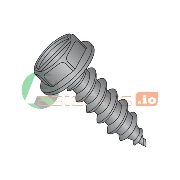 Newport Fasteners Sheet Metal Screw, #6 x 3/8 in, Black Oxide Steel Flange Hex Head Slotted Drive, 10000 PK 108792 - main